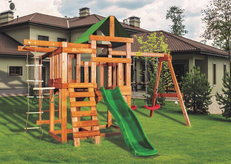 Детская игровая площадка BABYGARDEN PLAY 7 LG с балконом, турником, веревочной лестницей, трапецией и горкой