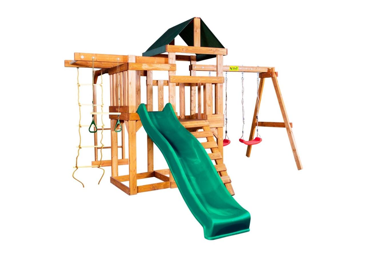 Детская игровая площадка BABYGARDEN PLAY 8 DG с балконом, турником,веревочной лестницей, трапецией и горкой - фото 2 - id-p78200962