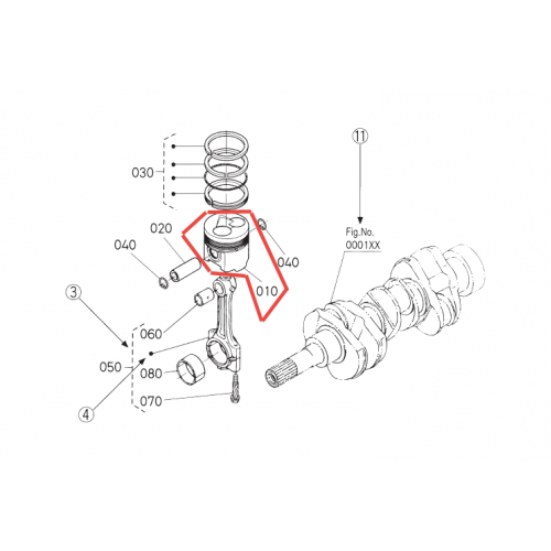 Поршень двигателя Kubota V1505