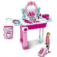 Игровой набор "Туалетный столик" в чемодане на колесах 2 в 1, фен, аксессуары, свет, звук,арт. 008-923A