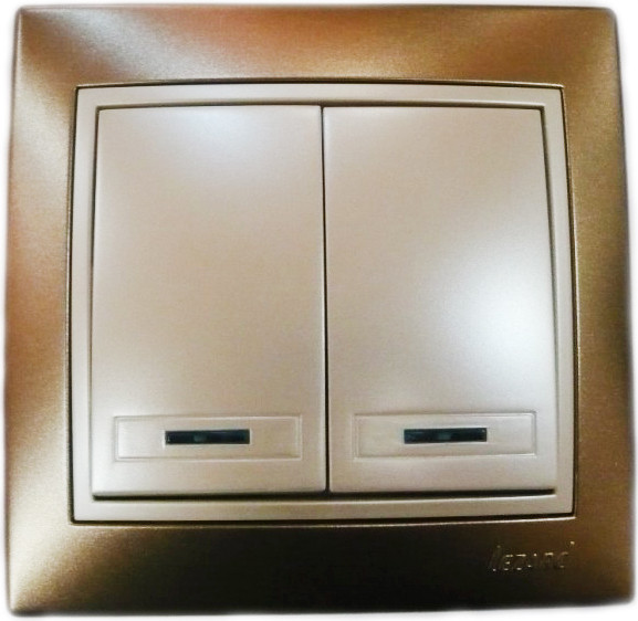 Выключатель с подсветкой светло-коричневый и жемчужно белый перламутр Deriy 702-3130-112 - фото 1 - id-p75505264