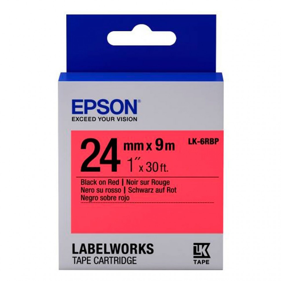 Лента Epson C53S656004 LK-6RBP Пастельная лента 24мм, Красн./Черн., 9м