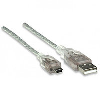 Кабель Manhattan USB 2.0, A (M) - Mini-B (M) (Silver, 1,8 м)