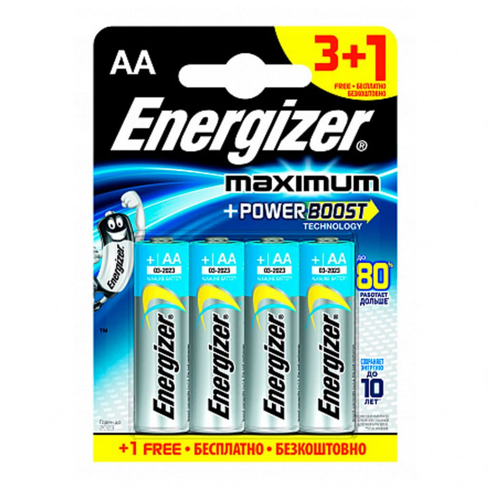 Элемент питания LR6 AA Energizer Maximum AA FSB4 3+1