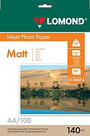 Фотобумага матовая для струйной печати, A4, 140 г/м2, 100 листов. L0102074 (12п.в кор)