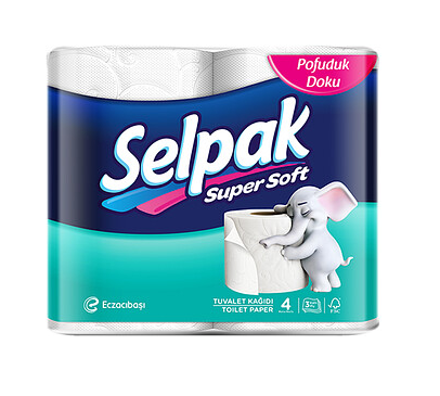 Туалетная бумага рулонная Selpak Ultra Comfort, 3-х слойная, 4 рулона, белая