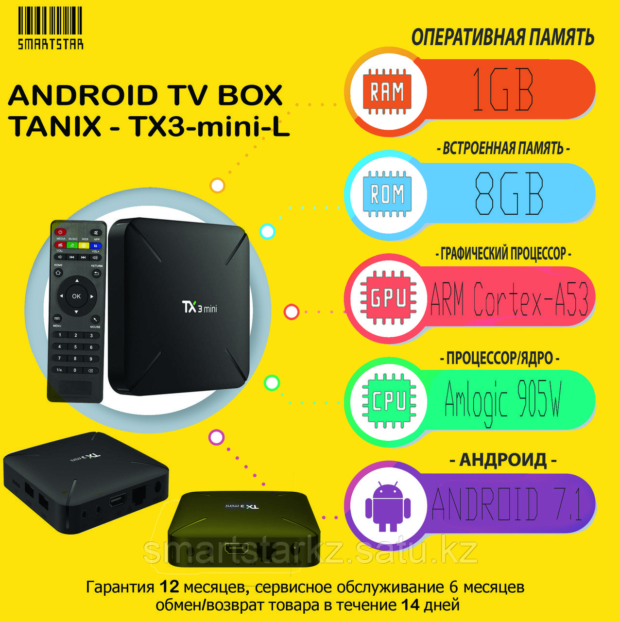 ANDROID TV BOX приставка - Tanix TX3 Mini (1/8GB)