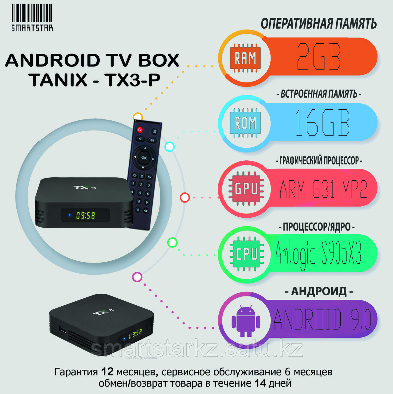 ANDROID TV BOX приставка - Tanix TX3-P (2/16GB)
