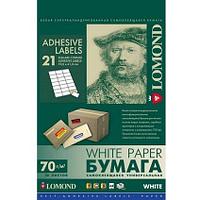 Бумага LOMOND Самоклеящаяся Матовая 21 Деление (70*41) А4/50/70г laser/ink 2100155