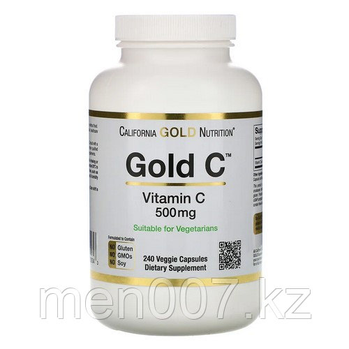 БАД Gold C, Витамин C, 500 мг (240 капсул) California Gold Nutrition, срок до 05/23г.