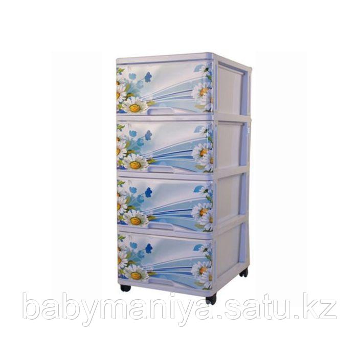 Комод пластиковый Dunya с рисунком Ромашка