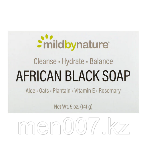 Mild By Nature, Африканское черное мыло для бритья, с алое, овсом и подорожником, 141 г