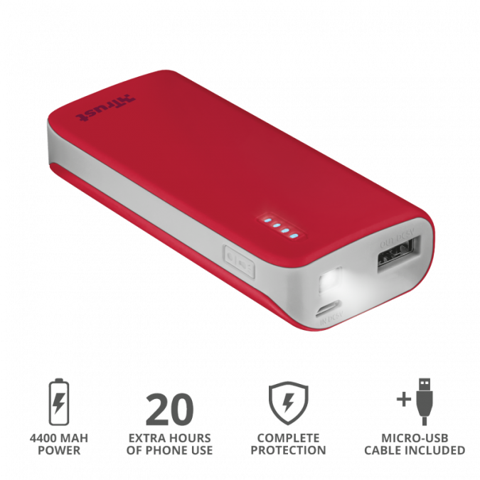 Зарядное устройство Trust UR PRIMO POWERBANK 4400 - RED