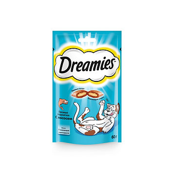 Dreamies (Дримс) "Лакомые подушечки" для кошек Лосось, 60 г