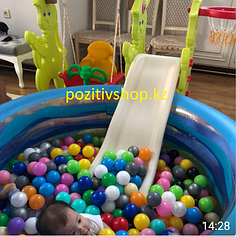 Детская горка с качелей и баскетбольным кольцом QC-05028