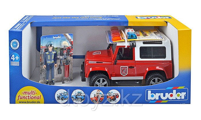 Внедорожник Bruder Land Rover Defender Station Wagon Пожарная с фигуркой