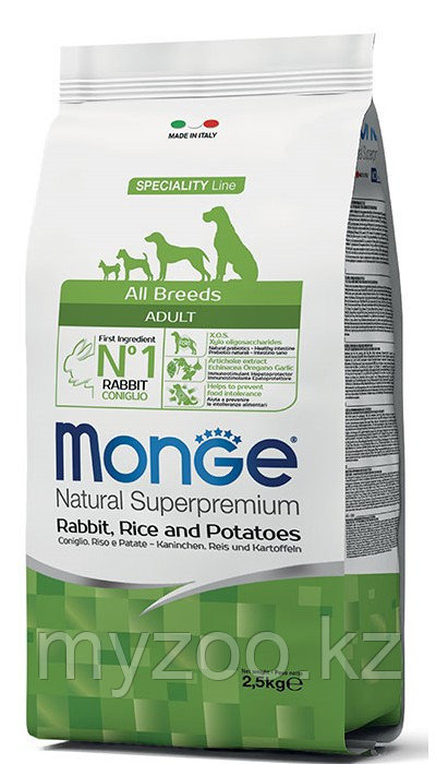 Monge All Breeds с кроликом рисом и картофелем 2,5 кг
