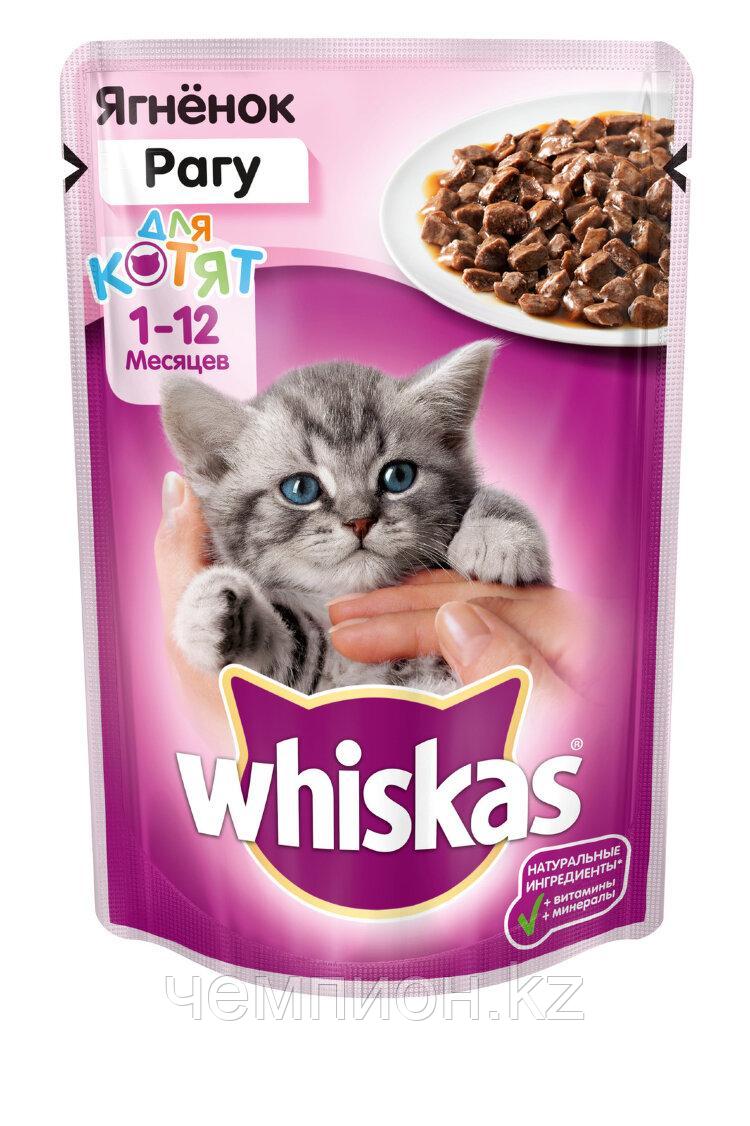 Whiskas, Вискас рагу с ягненком, влажный корм для котят от 1 до 12 месяцев, пауч 28шт.*85 гр - фото 1 - id-p78846939