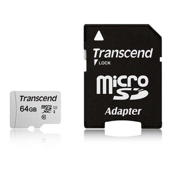 Карта памяти MicroSD 64GB Class 10 U1 Transcend TS64GUSD300S-A - фото 1 - id-p76254230