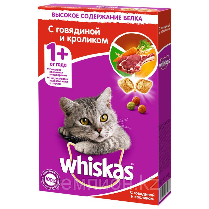 Whiskas® Вкусные подушечки с нежным паштетом. Аппетитное ассорти с говядиной и кроликом, уп. 350 гр.