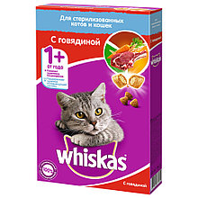 Whiskas® Вкусные подушечки. Сухой корм для стерилизованных кошек с говядиной, уп.350 гр
