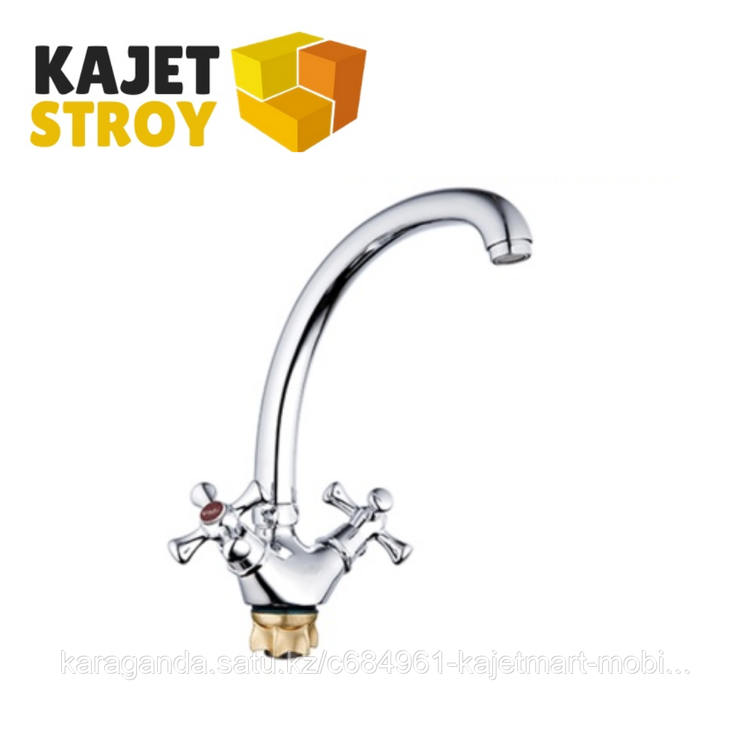 Смеситель ZEGOR DTZ4-B827 двуручный для кухни гибкий,гайка (корона) (10)
