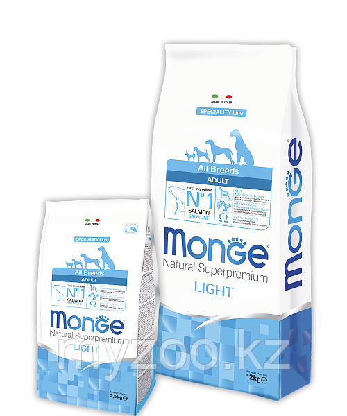 Monge LIGHT Salmon&Rice низкокалорийный для собак с лососем и рисом, 2.5 кг