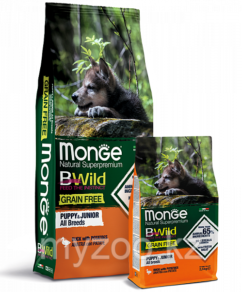 Monge Утка с картофелем. Беззерновой корм для щенков всех пород 2,5 кг