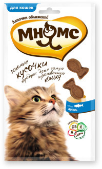 Лакомство для кошек Мнямс кусочки в форме рыбок с лососем
