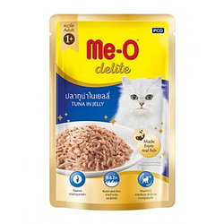 Me-O Delite влажный корм - лакомство для взрослых кошек всех пород с кусочками тунца 70 гр