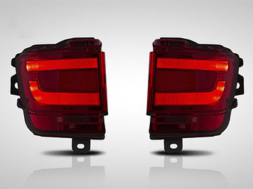 Светодиодные фонари в задний бампер (диодные катафоты,отражатель красный) на Toyota Land Cruiser 200 2015-2020