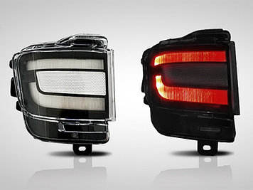 Светодиодные фонари в задний бампер (диодные катафоты дымчатые) на Toyota Land Cruiser 200 2015-20
