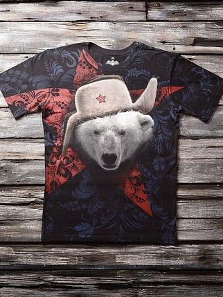 «Медведь белый 2» мужская тотальная футболка, фото 2