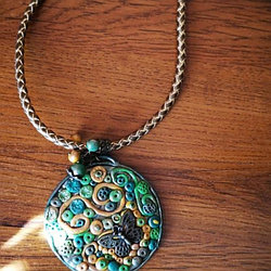 Кулон "Лесная поляна " ручной работы (длина 42 см)