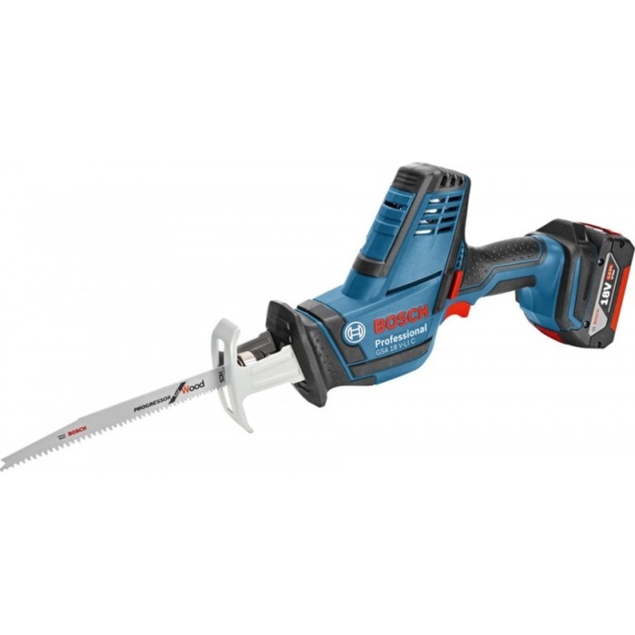 Аккумуляторная ножовка Bosch GSA 18 V-LI C (06016A5002), 18В, 2х5Ач, 3 полотна