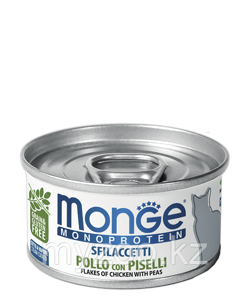 Монопротеиновые консервы Monge с курицей и горошком 80 гр
