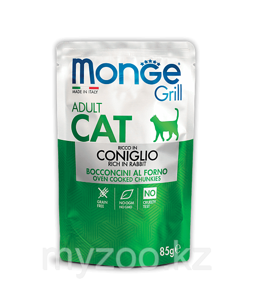 Monge паучи для взрослых кошек итальянский кролик 85 гр