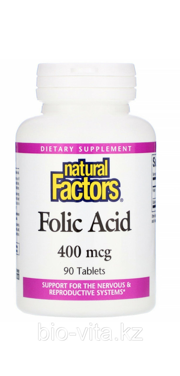 Фолиевая кислота , 400 мкг, 90 таблеток. Natural Factors