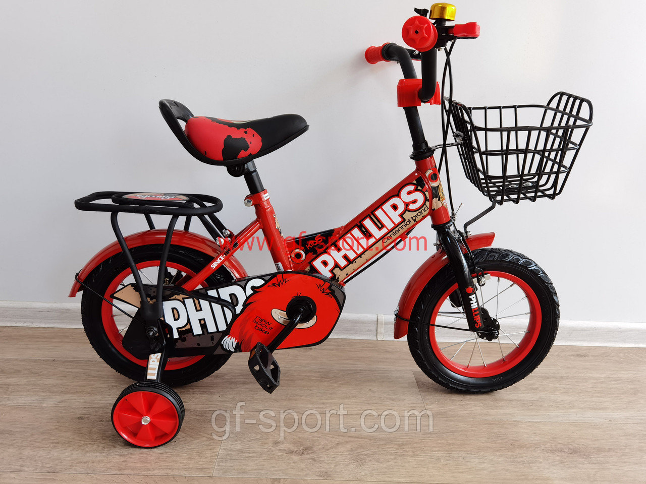 Велосипед Phillips красный оригинал детский с холостым ходом 12 размер