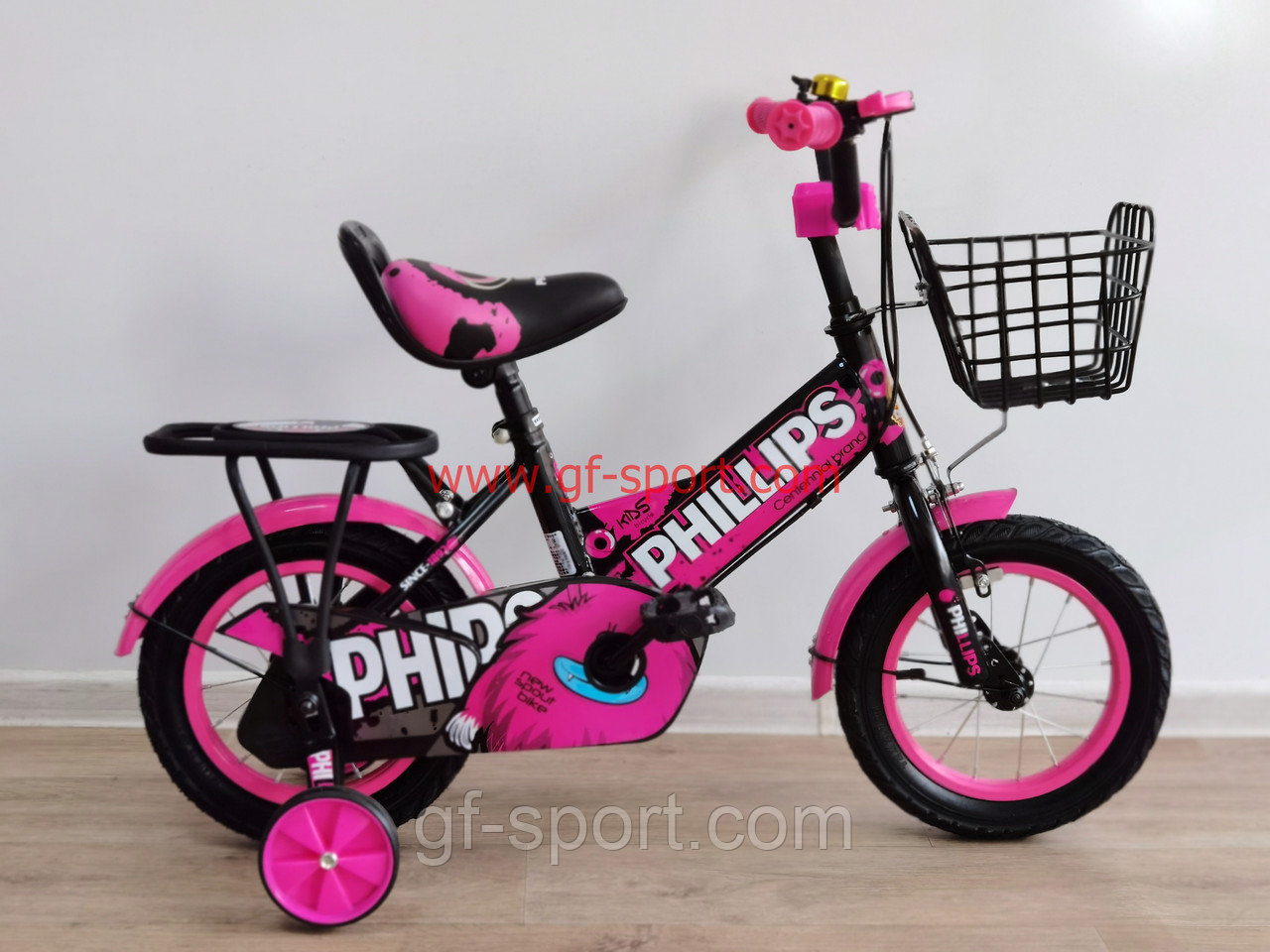 Велосипед Phillips розовый оригинал детский с холостым ходом 12 размер