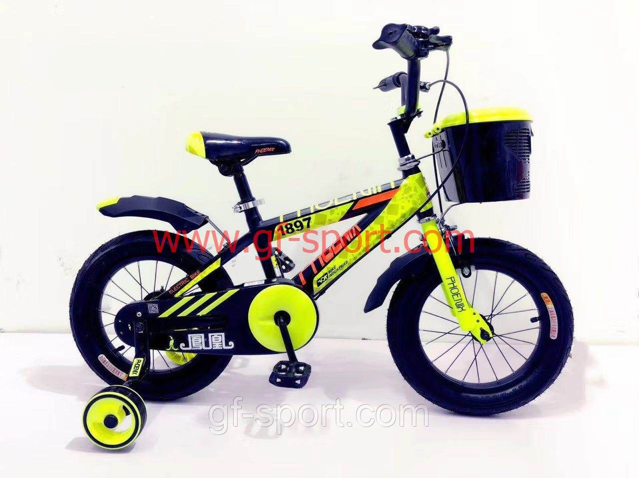 Велосипед Phoenix салатовый алюминиевый сплав оригинал детский с холостым ходом 14 размер