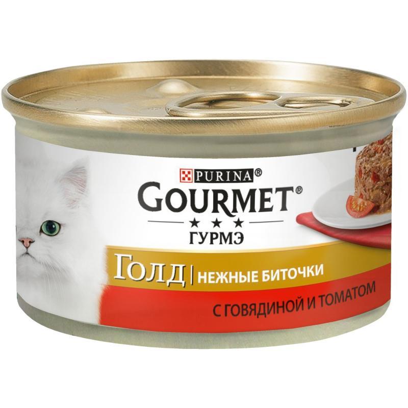 Влажный корм для кошек Gourmet Gold Биточки с говядиной и томатом