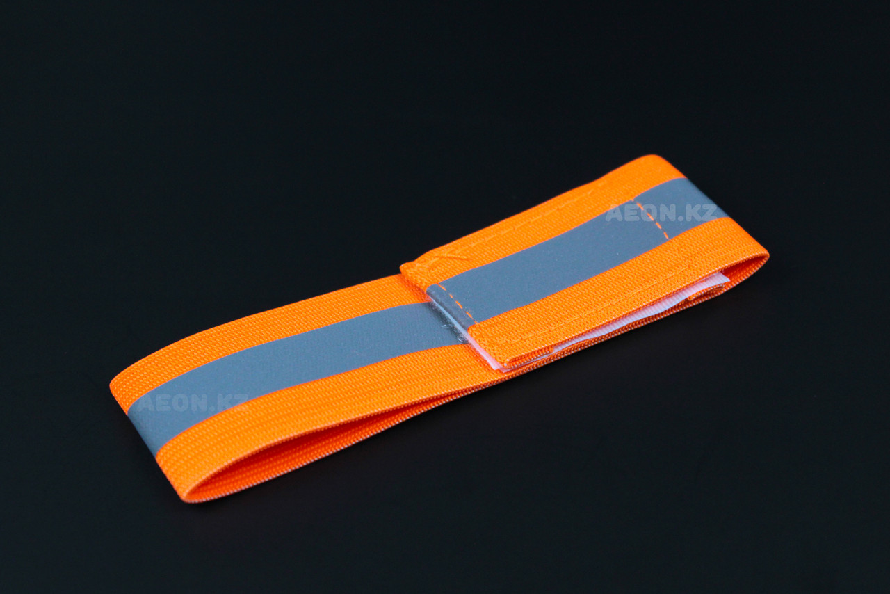 Светоотражающий эластичный браслет оранжевый с одной полоской - фото 2 - id-p78941002