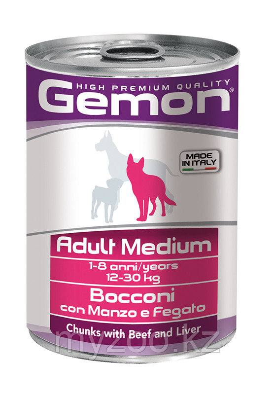 Gemon MEDIUM ADULT Beef & Liver консервы для собак средних пород телятина и печень ,415 гр - фото 1 - id-p78962016