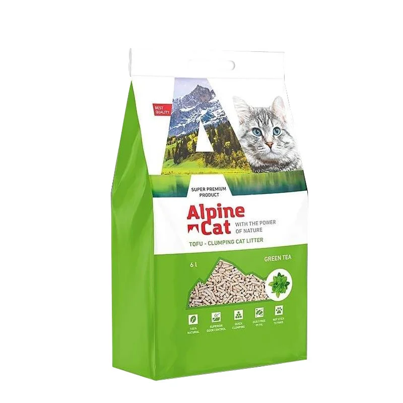 Alpine cat Тофу Наполнитель соевый Зелёный чай, 6 л