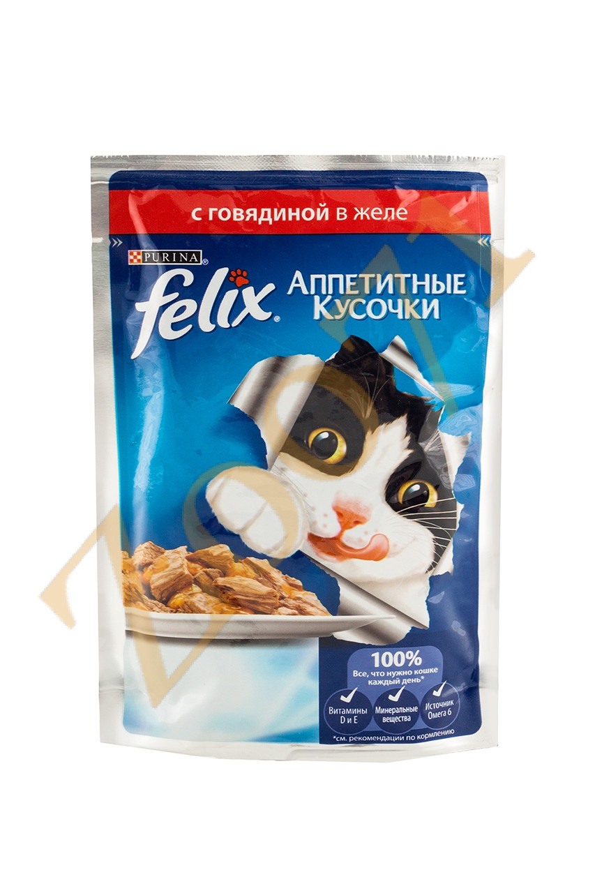 Влажный корм Феликс для кошек Говядина желе