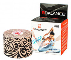 Дизайнерские кинезио тейпы, BBalance, 5см × 5м. Тату бежево-черные