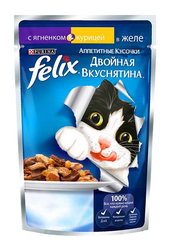 Влажный корм Феликс для кошек Двойной вкус Ягнёнок/курица