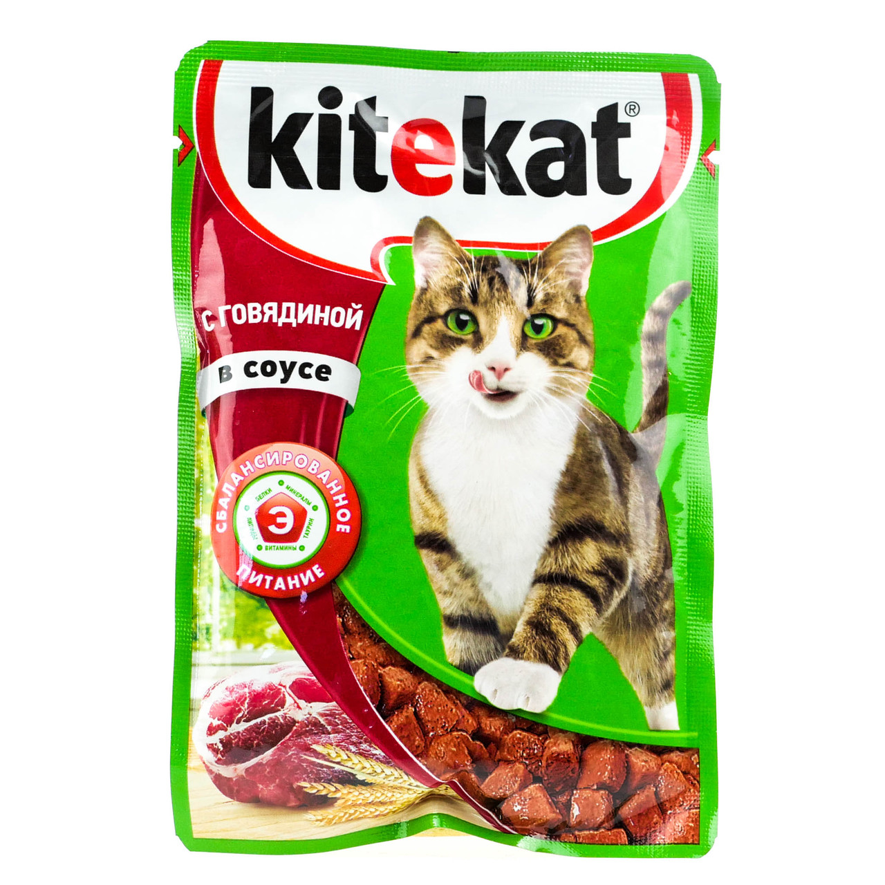 Влажный корм для кошек Китекет Говядина в соусе