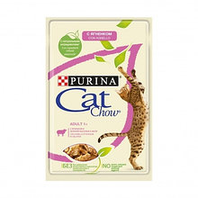 Cat Chow, Кэт Чау влажный корм для кошек с ягнёнком и зелёной фасолью, пауч 85гр.